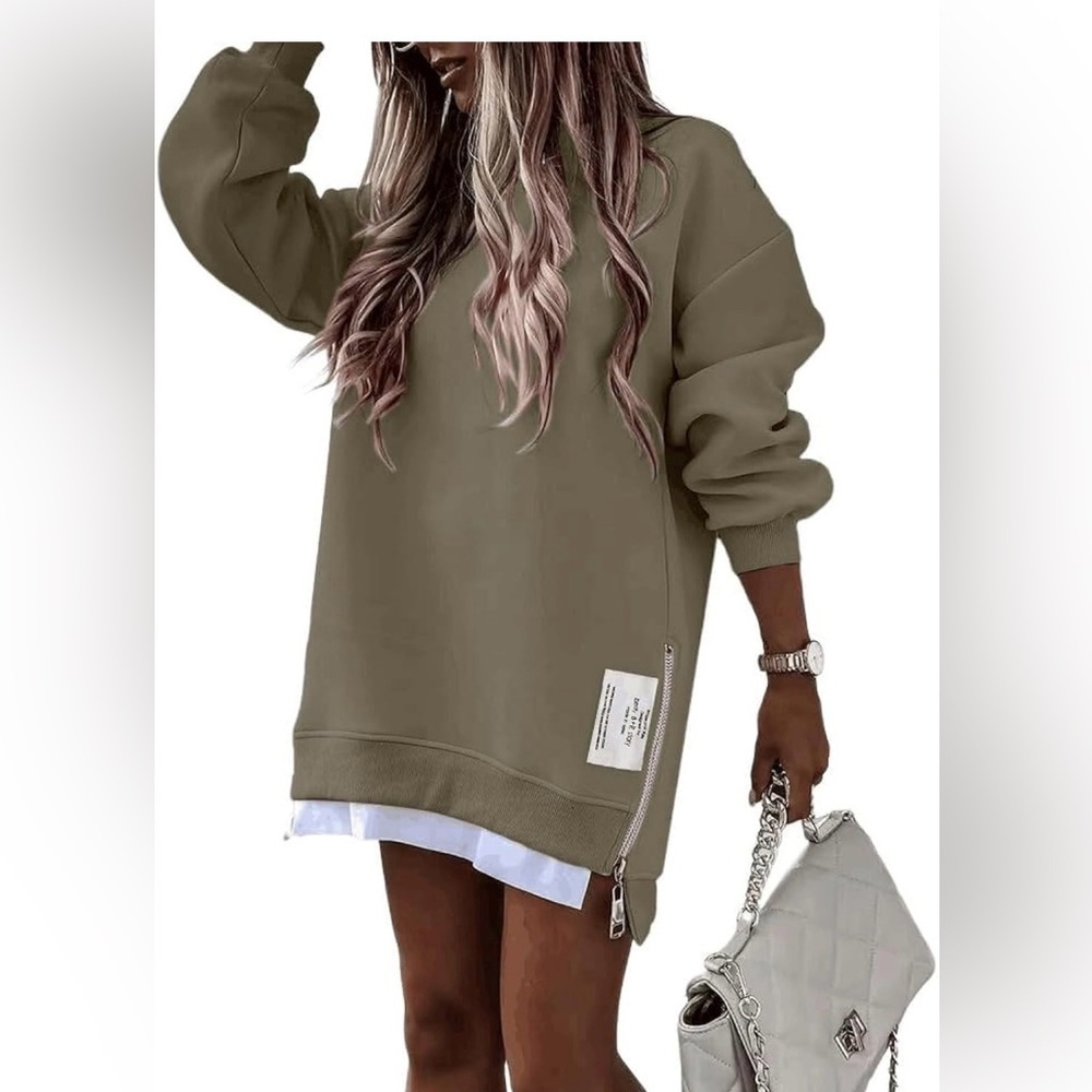 🆕Stylish Oversized Sweatshirt with Zipper Detail